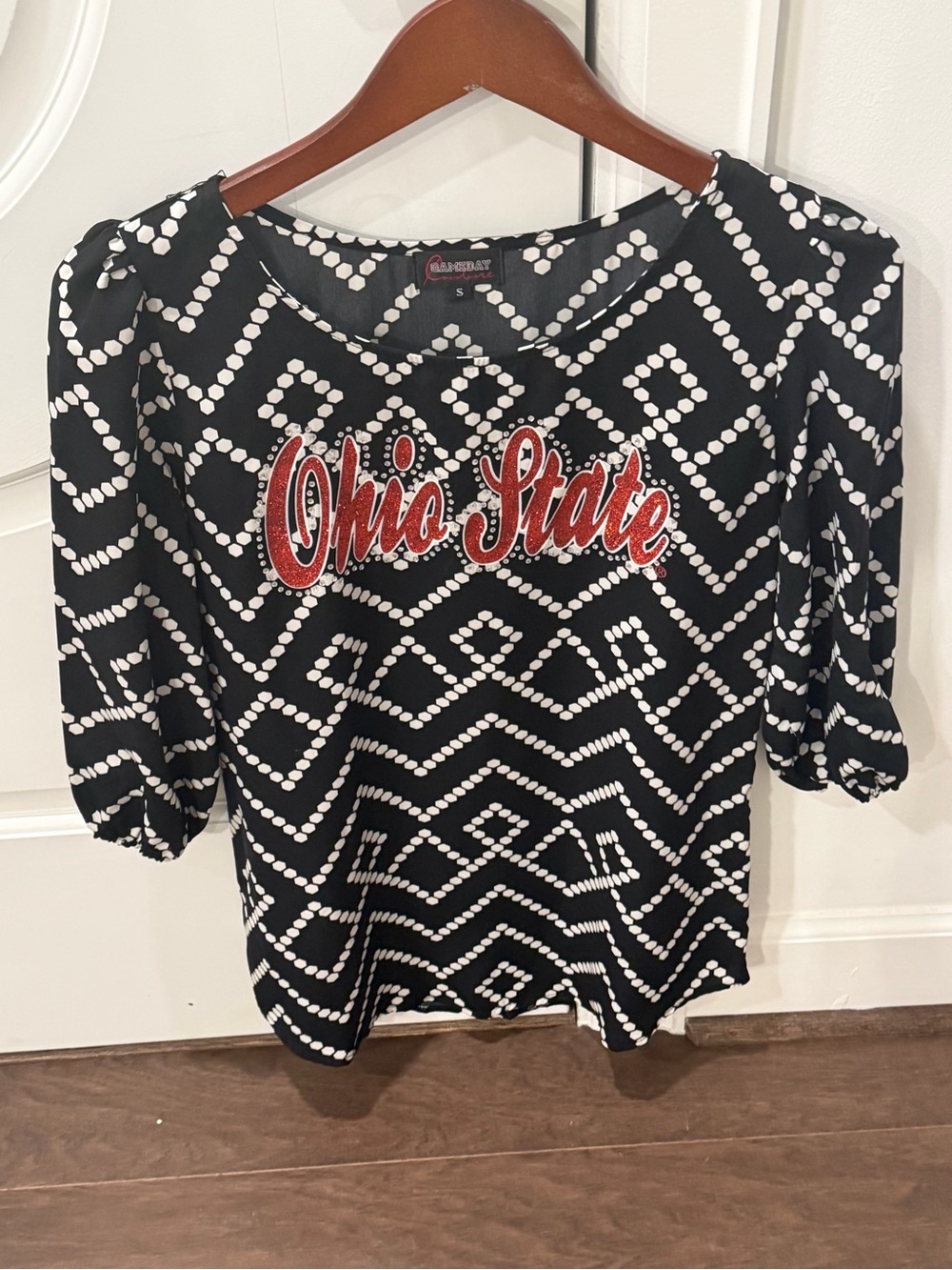 Ohio State Black & White Patterned Women's Top